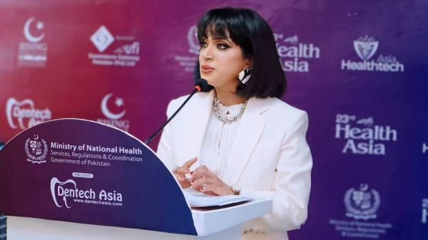 Tanha Tabassum speaking at Health Asia 2026 in Karachi