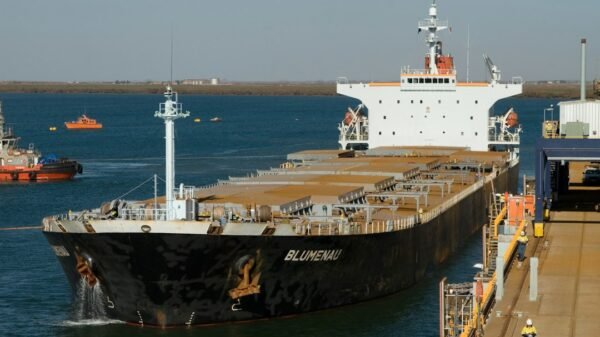 Cargo ship at a port
