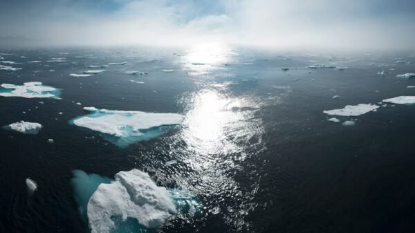 Greenland ice and ocean illustrating climate change