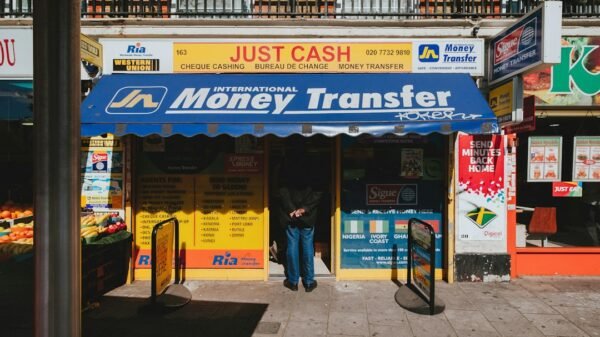 Money transfer storefront illustrative image