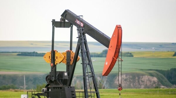 Oil pump jack in an energy field