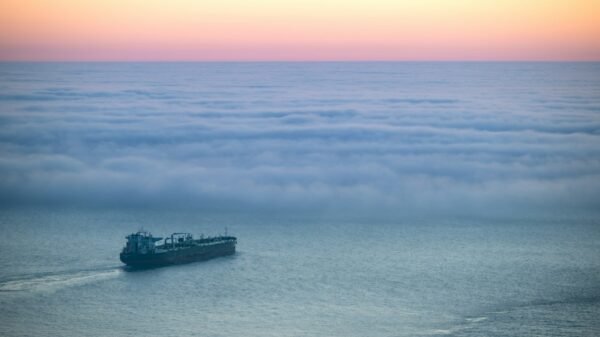 Illustrative photograph of oil tanker maritime transport; not the actual reported event